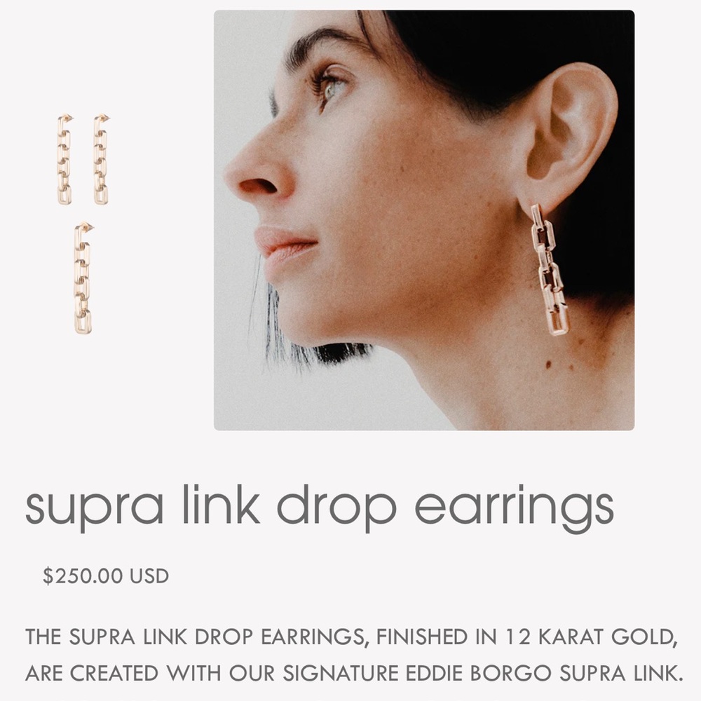 Eddie Borgo Supra Link Earrings Brand New $250 Retail